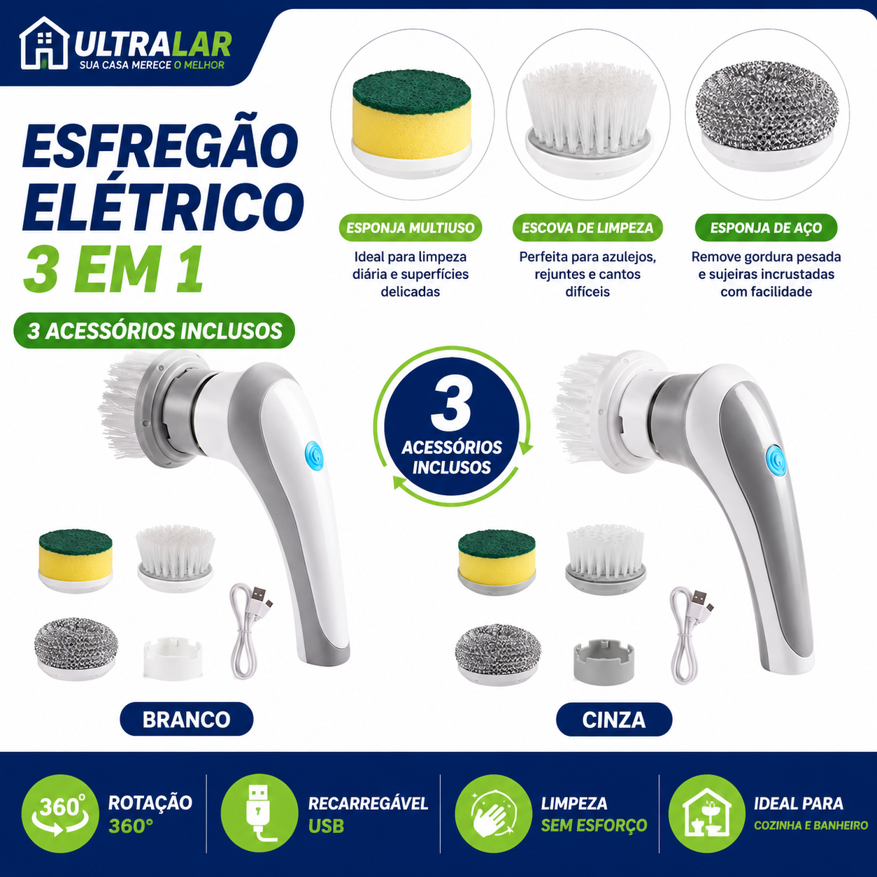 Esfregão eletríco | 3 EM 1